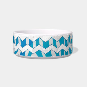 Zebra Blue and White Chevron Bowl