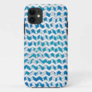 Zebra Blue and White Chevron iPhone 11 Case