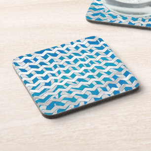 Zebra Blue and White Chevron Coaster