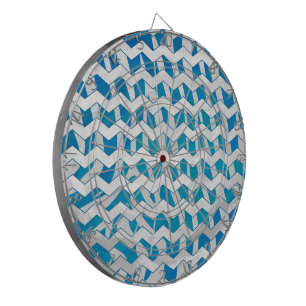 Zebra Blue and White Chevron Dartboard