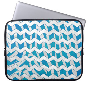 Zebra Blue and White Chevron Laptop Sleeve