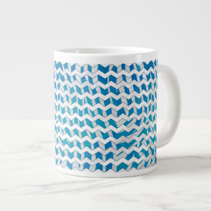 Zebra Blue and White Chevron Large Coffee Mug
