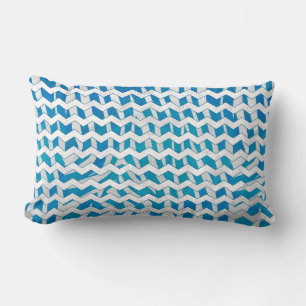 Zebra Blue and White Chevron Lumbar Cushion