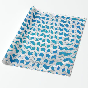 Zebra Blue and White Chevron Wrapping Paper