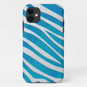 Zebra Blue and White Print iPhone 11 Case