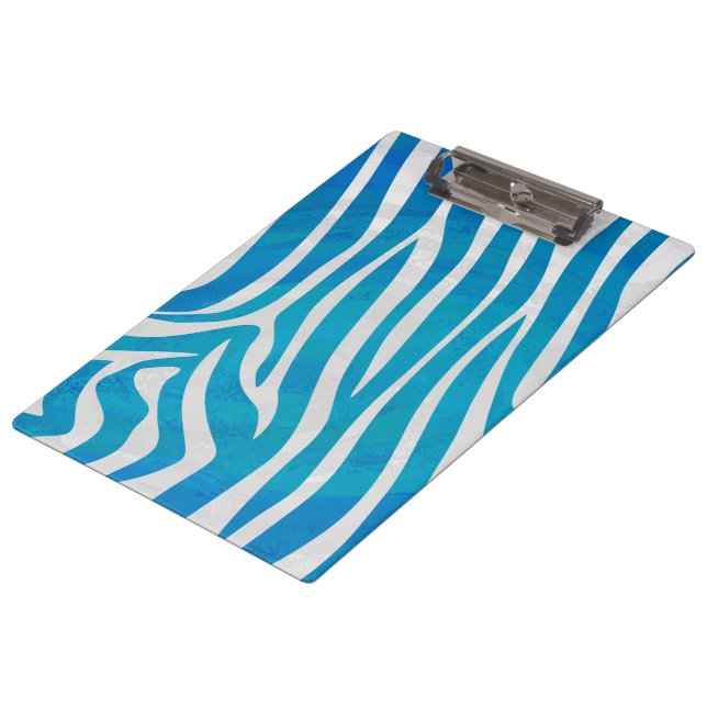 Zebra Blue and White Print Clipboard (Angled)
