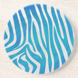 Zebra Blue and White Print Coaster