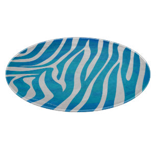 Zebra Blue and White Print Cutting Board