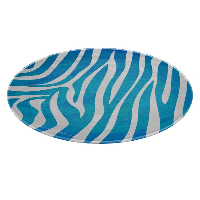 Zebra Blue and White Print Cutting Board (Corner)