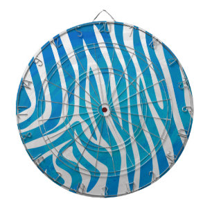 Zebra Blue and White Print Dartboard