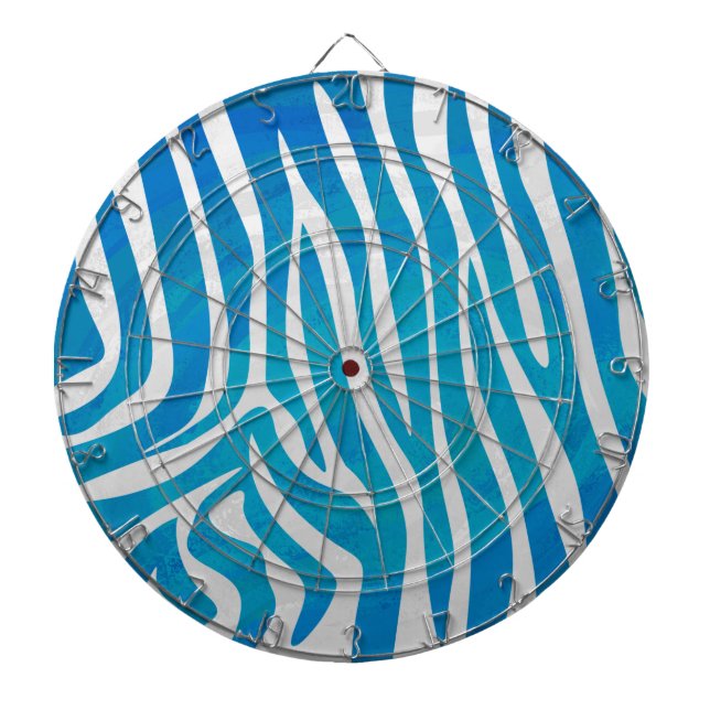 Zebra Blue and White Print Dartboard (Front)