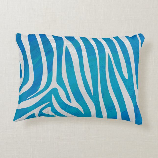 Zebra Blue and White Print Decorative Cushion (Back)