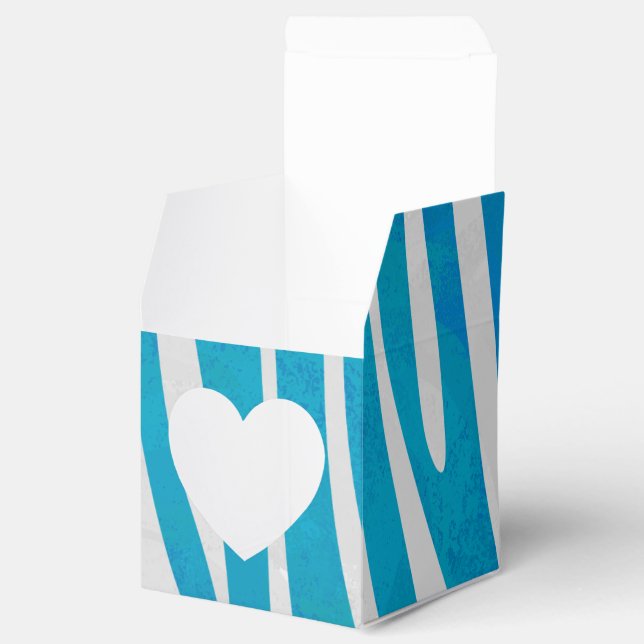 Zebra Blue and White Print Favour Box (Opened)