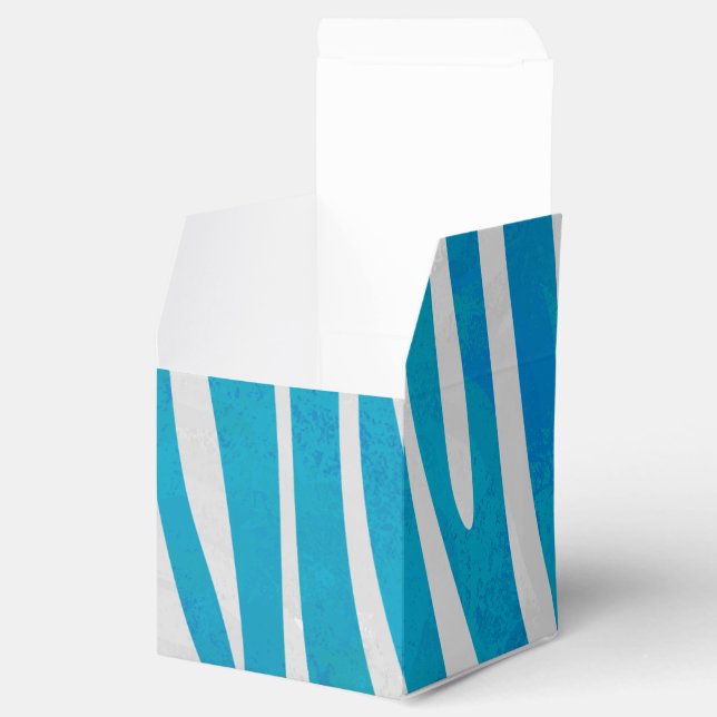 Zebra Blue and White Print Favour Box (Opened)