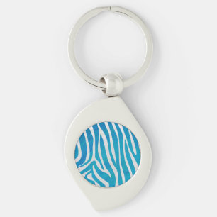 Zebra Blue and White Print Key Ring