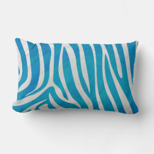 Zebra Blue and White Print Lumbar Cushion