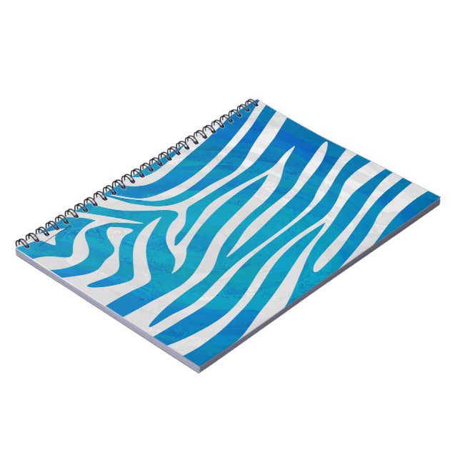 Zebra Blue and White Print Notebook (Left Side)