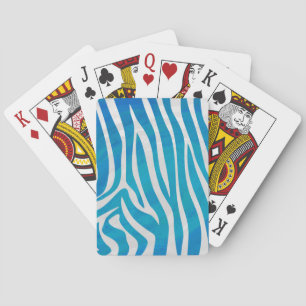 Zebra Blue and White Print Playing Cards