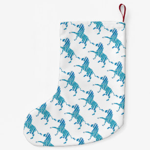 Zebra Blue and White Silhouette Small Christmas Stocking
