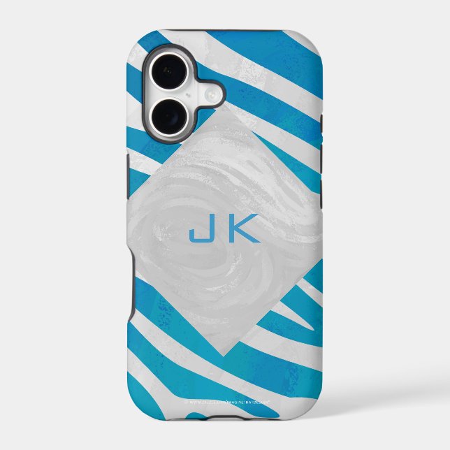 Zebra Blue and White with Monogram (Back)