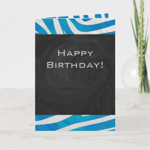 Zebra Blue and White with Monogram Card
