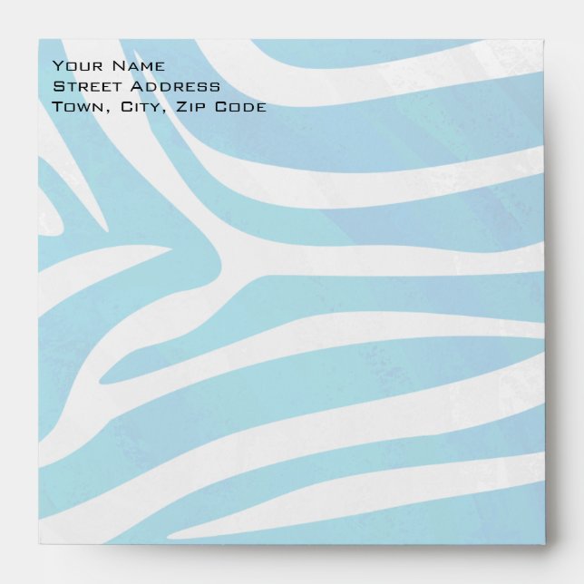 Zebra Blue and White with Monogram Envelopes (Front)