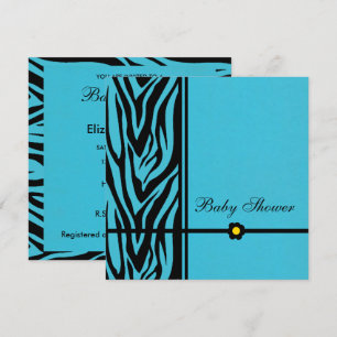 Zebra Blue-Baby Shower Boy Invitation