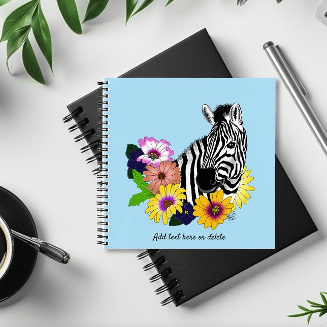 Zebra Blue Colourful Daisy Floral Wildlife Notebook (Creator Uploaded)