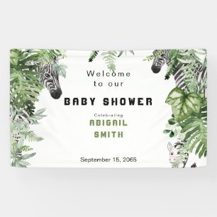 Zebra Botanical Baby Shower Welcome Banner