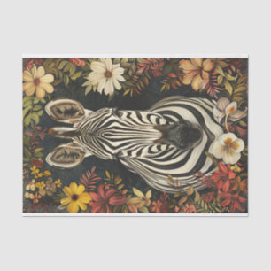 Zebra Botanical Illustration Decoupage Tissue Paper