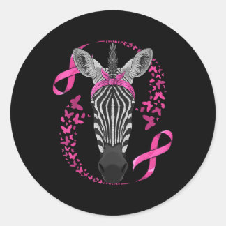 Zebra Breast Cancer Awareness Pink Bandanna Cancer Classic Round Sticker