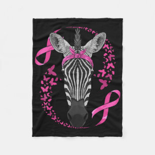 Zebra Breast Cancer Awareness Pink Bandanna Cancer Fleece Blanket