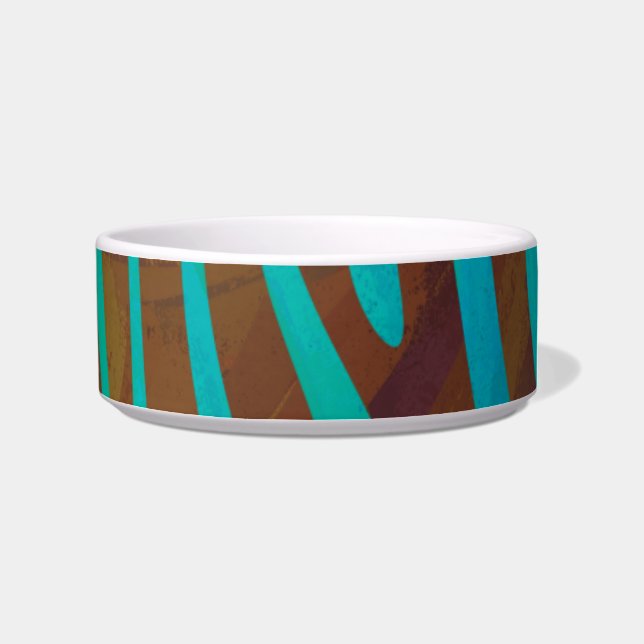 Zebra Brown and Teal Print Bowl (Right)