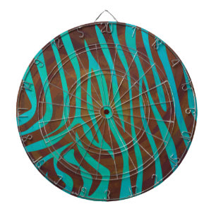 Zebra Brown and Teal Print Dartboard