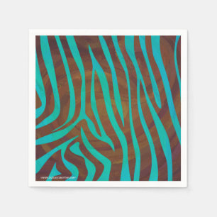 Zebra Brown and Teal Print Napkin