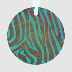 Zebra Brown and Teal Print Ornament