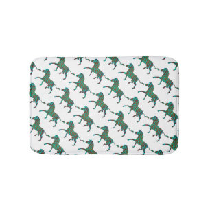 Zebra Brown and Teal Print Silhouette Bath Mat