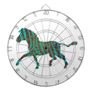 Zebra Brown and Teal Print Silhouette Dartboard