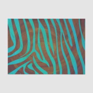 Zebra Brown and Teal Print Tissue Paper