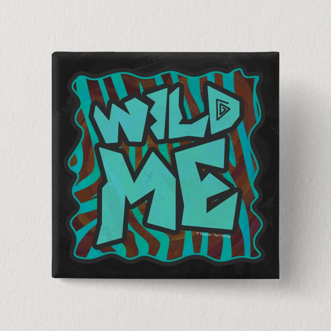 Zebra Brown and Teal Wild Me Design 15 Cm Square Badge (Front)