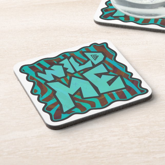 Zebra Brown and Teal Wild Me Design Coaster (Left Side)