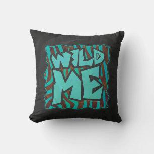 Zebra Brown and Teal Wild Me Design Cushion