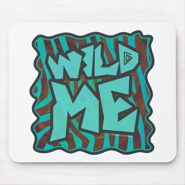 Zebra Brown and Teal Wild Me Design Mouse Pad (Front)