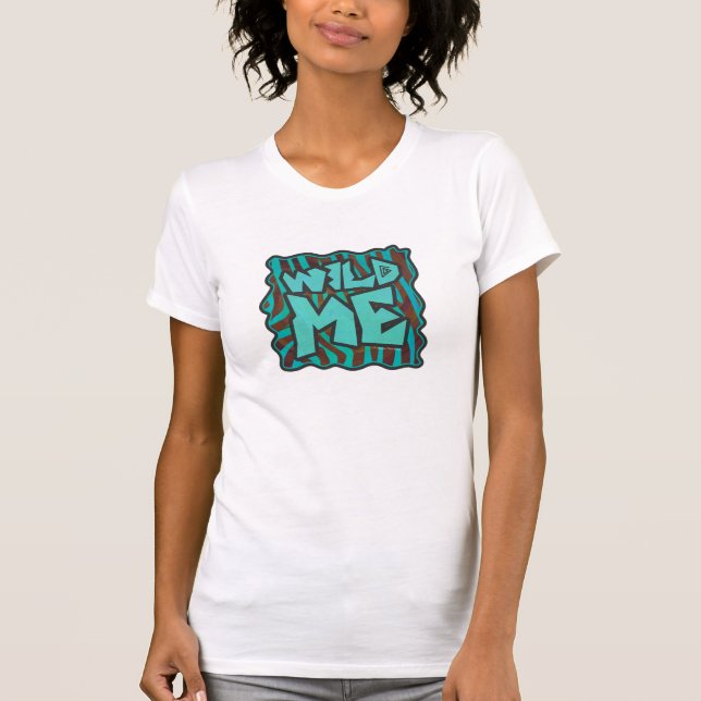 Zebra Brown and Teal Wild Me Design T-Shirt (Front)