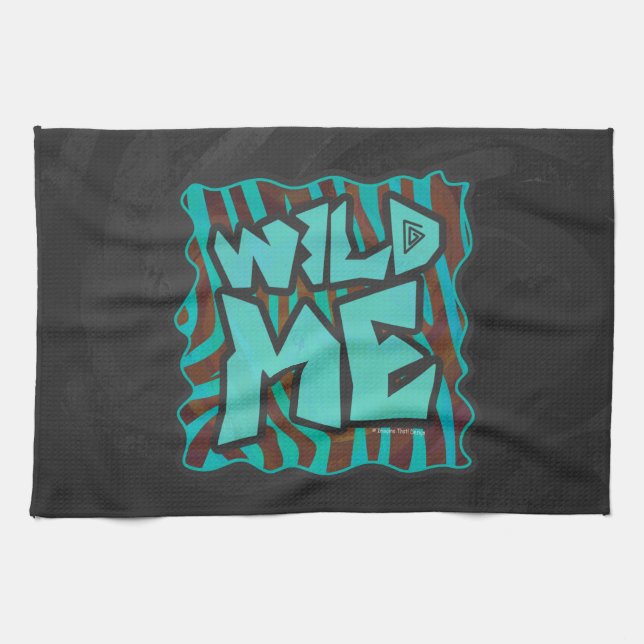 Zebra Brown and Teal Wild Me Design Tea Towel (Horizontal)