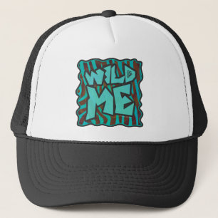 Zebra Brown and Teal Wild Me Design Trucker Hat