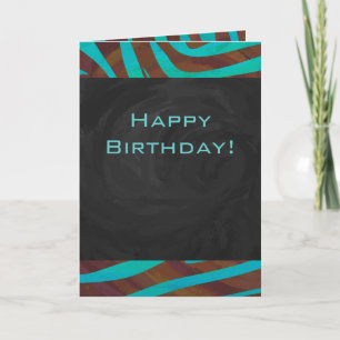 Zebra Brown and Teal with Monogram Card