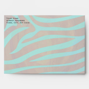 Zebra Brown and Teal with Monogram Envelopes