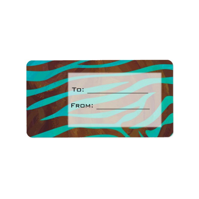 Zebra Brown and Teal with Monogram Label (Front)