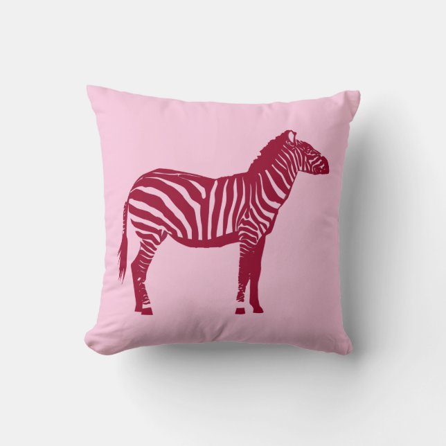 Zebra - Burgundy and Pink Cushion (Front)